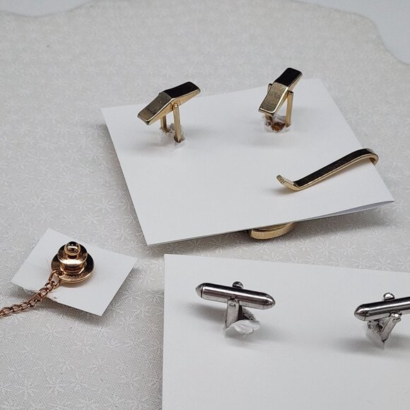 Vintage Swank Golf Themed Mens Accessories Set W/ Cufflinks Tie Bar & Lapel Pin - Picture 6 of 6